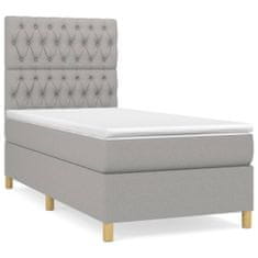 Vidaxl Box spring postel s matrací světle šedá 90x190 cm textil
