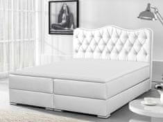 Veneti Kontinentální manželská postel 160x200 TEJANA - bílá ekokůže + topper ZDARMA